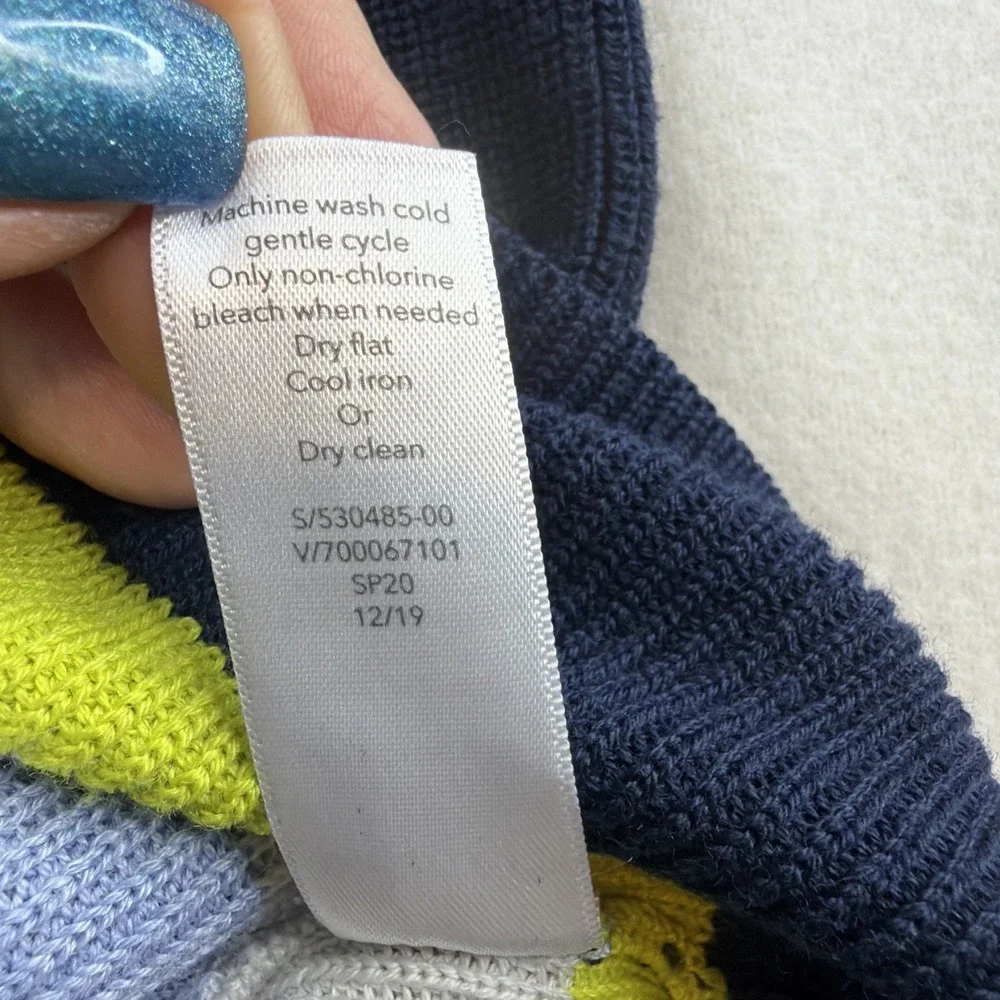 Athleta Women's XXS Merino Wool Blend Sweater Navy Blue Colorblock Pocket